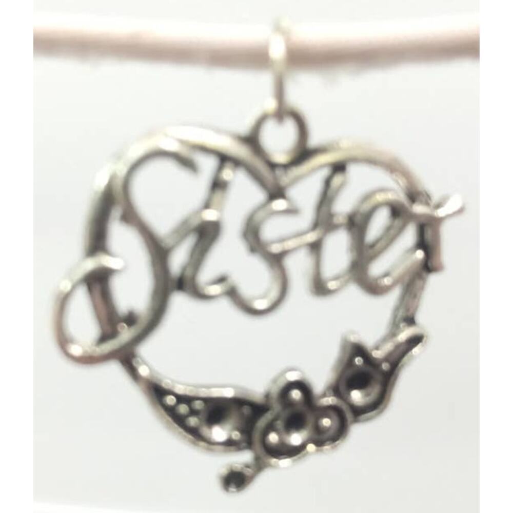 Last One Silvertone Sister Pendant Charm New Old Stock Vintage Gift‎